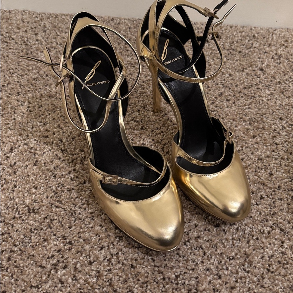 Brian Atwood Gold Heels size 9 - Picture 2 of 9